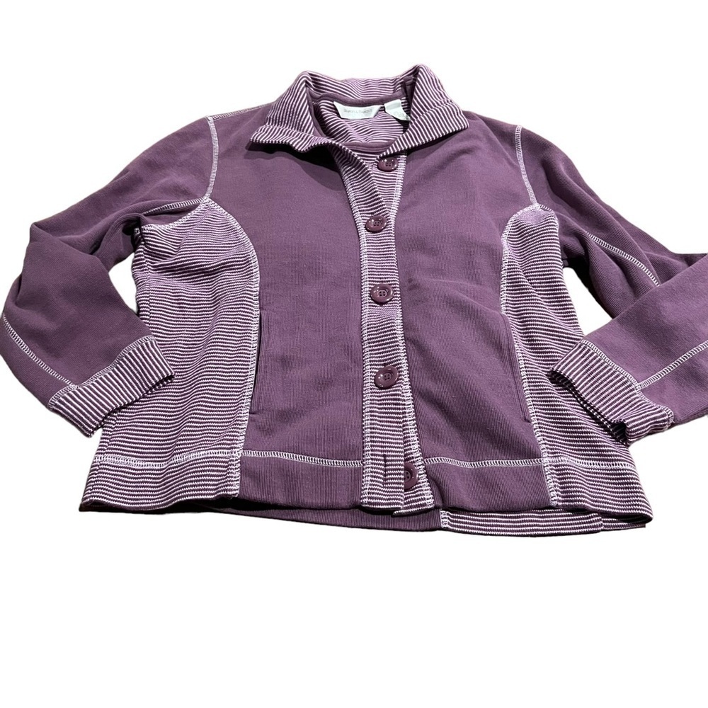 Drapery’s & Damon’s Petites Jacket Shacket & Short Sleeve Striped Top Size PXL